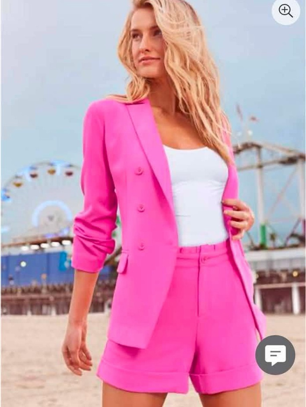 VENUS Hot Pink Double-Breasted Blazer & Shorts Set